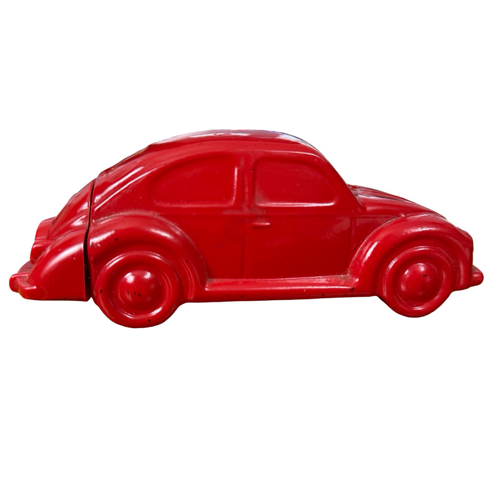 Avon Vintage Volkswagon Bug Car Red Aftershave Bottle Cologne Glass Empty
